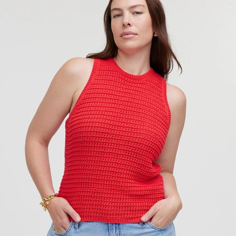 Madewell Crochet-Knit Crewneck Sweater Tank Size XXS